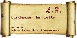 Lindmayer Henrietta névjegykártya